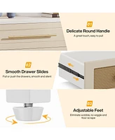 Tribesigns 6 Drawer Dresser, Modern Rattan Dresser for Bedroom, 55 inch Long Double Dresser Wood Storage Organizer Chest of Drawers for Closet Living