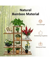 Sugift 5-tier 10 Potted Bamboo Plant Stand