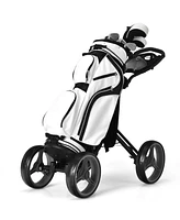 4 Wheel Golf Push Cart with Brake Scoreboard Adjustable Handle