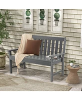 Sugift 52 Inch All-Weather Hdpe Outdoor Bench with Backrest and Armrests