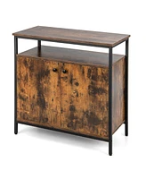 2-Door Buffet Cabinet with Shelves and Cable Management Holes