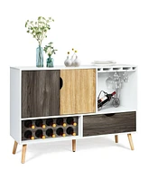 Sugift Wine Storage Mid-Century Buffet Sideboard Wooden Storage Cabinet