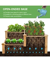 3-Tier Wooden Raised Garden Bed with Open-Ended Base