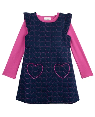 Rare Editions Toddler & Little Girls Quilted Jumper with Knit T-Shirt, 2-Piece Set