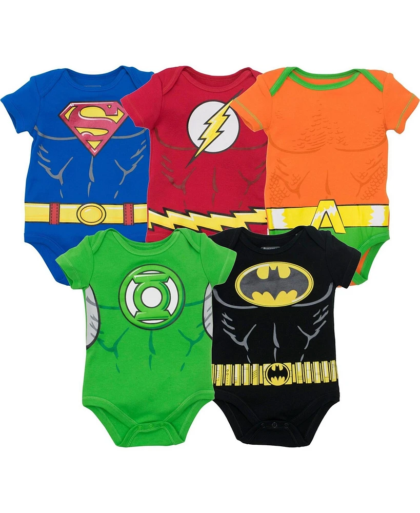 Dc Comics Baby Boys Justice League 5 Pack Costume Bodysuits Newborn to (0-3 Months - 24 Months)