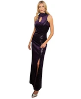 Hotsquash London Women's Cowl Back Maxi Sequin Velvet Dress