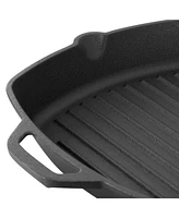 MegaChef 10.4 Inch Pre-Seasoned Cast Iron Griddle with Tempered Glass Lid