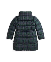 Polo Ralph Lauren Big Girls Plaid Down Hooded Long Jacket