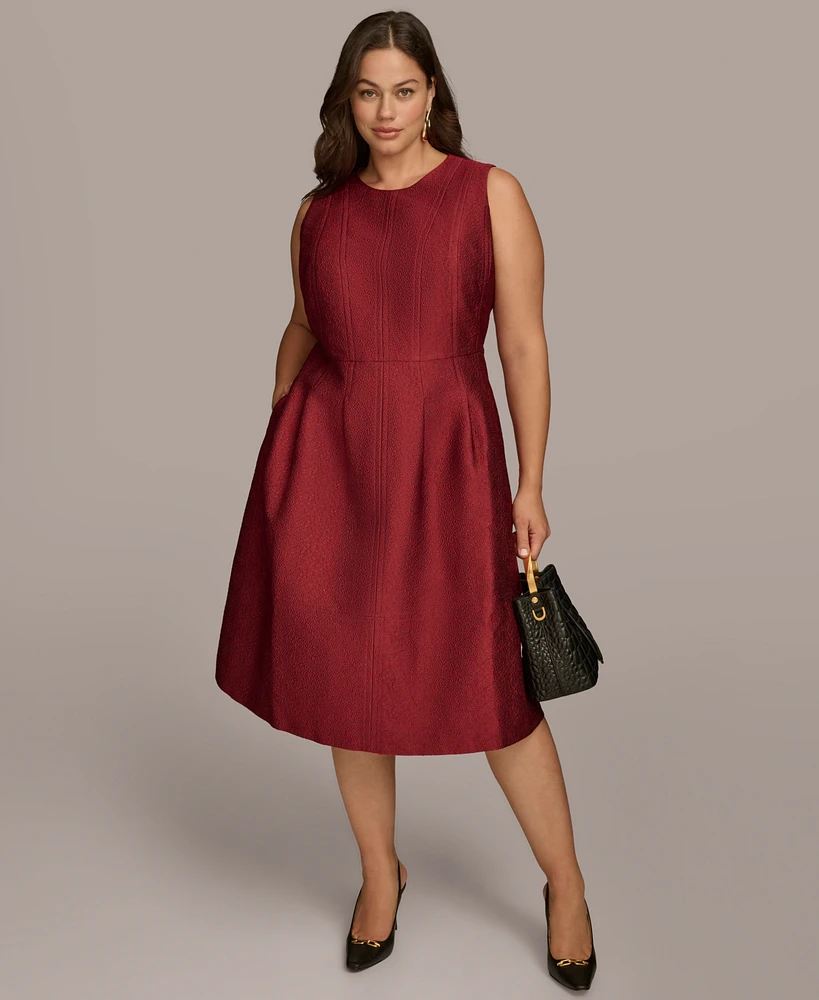 Donna Karan New York Plus Jacquard Fit & Flare Dress