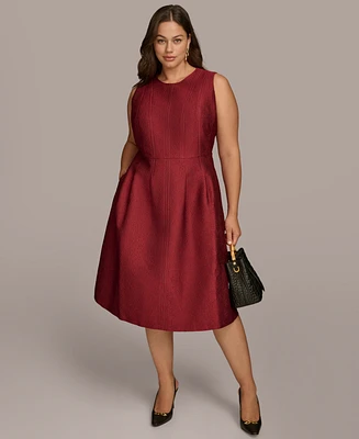 Donna Karan New York Plus Jacquard Fit & Flare Dress