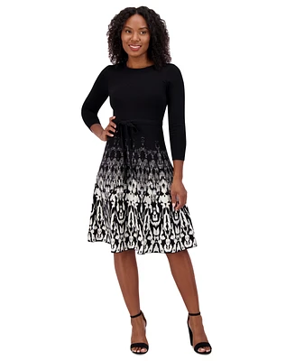 Jessica Howard Petite Printed Fit & Flare Sweater Dress