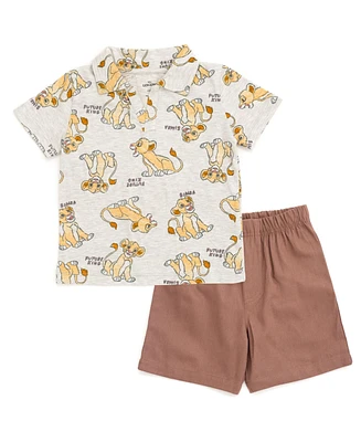 Disney Toddler Boys Mickey Mouse Lion King Simba Polo Shirt and Shorts to