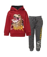 Jurassic World Boys Dinosaur Park T-Rex Fleece Pullover Hoodie and Pants Outfit Set Toddler to Big Kid