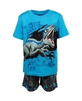 Jurassic World Boys T-Shirt and French Terry Shorts Outfit Set to