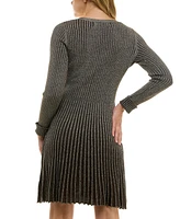 Taylor Petite Metallic Fit & Flare Sweater Dress