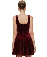 Avec Les Filles Women's Velvet Fit & Flare Mini Dress