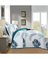 MarCielo 3 Piece Printed Leaf Quilt Set Lightweight Bedspread Set King