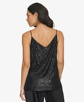 Calvin Klein Petite V-Neck Sleeveless Sequin Tank Top