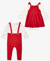 Carters Baby Girls Holly Print Bodysuit Jumper Set Baby Boys Reindeer Bodysuit Suspender Pants Set