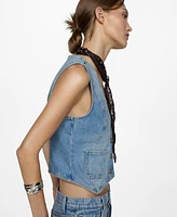 Mango Women's Pockets Detail Denim Vest