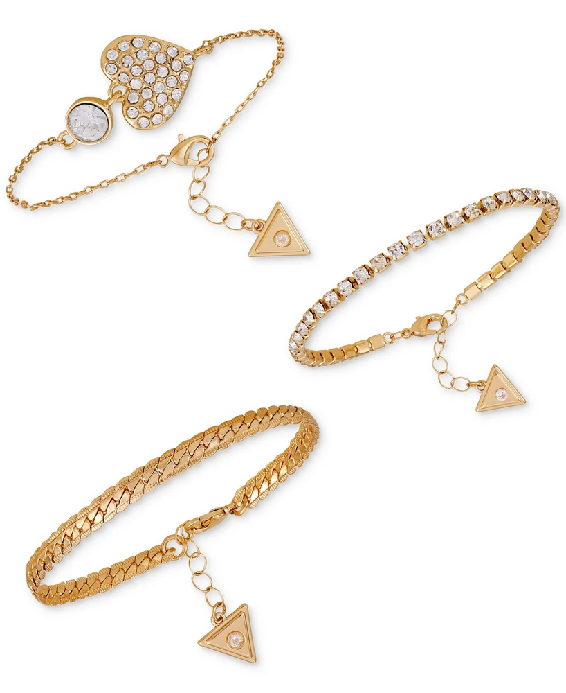 Guess Gold-Tone 3-Pc. Set Cubic Zirconia Bracelets