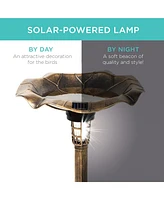 Best Choice Products Solar Lighted Pedestal Bird Bath w/ Planter, Integrated Panel