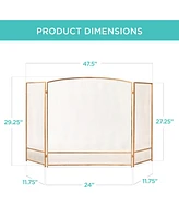 Best Choice Products 47.5x27.25in 3-Panel Steel Mesh Fireplace Screen, Spark Guard w/ Rustic Worn Finish