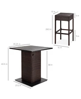 Best Choice Products 5-Piece Patio Wicker Bar Set w/ Built-In Bottle Opener, Hidden Storage Shelf, 4 Stools