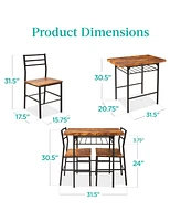 Best Choice Products 3-Piece Modern Dining Set, Square Table & Chairs Set w/ Steel Frame, Built-In Storage Rack