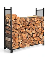 Skonyon 4 Feet Firewood Rack Stand with Mesh Sides