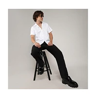 Men's Chalk White Embroidered Heathered Shirt