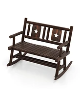 Skonyon Patio Rocking Bench Double Rocker Chair with Ergonomic Seat 2-Person Loveseat