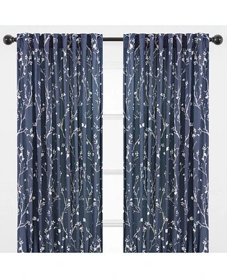 Chanasya Premium 2-Panel Sakura Cherry Tree Soft Velvet Curtains - 3-in-1 Back Tab, Rod Pocket