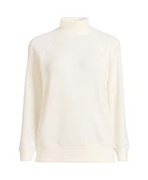 Lands' End Women's Waffle Relaxed Long Sleeve Mock Neck Pullover