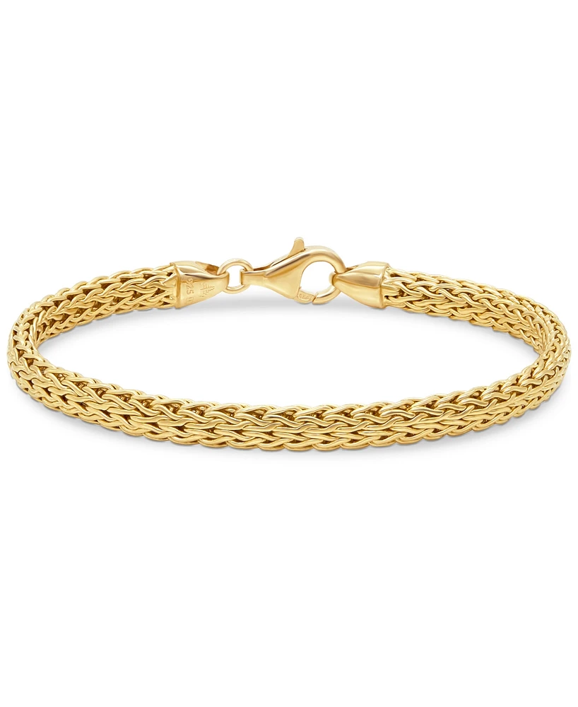 Devata Gold Plated Dragon Bone Oval 5mm Chain Bracelet in Sterling Silver, X-Small 6.5 in