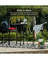 Best Choice Products 3-Piece Outdoor Wicker Bistro Bar Height Set for Patio, Garden w/ Barstools, Steel Frame