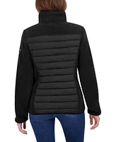 Hfx Women's Mixed Media Puffer Jacket with Fleece Sleeves