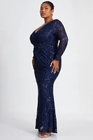 Quiz Women's Sequin Long Sleeve Maxi Dress