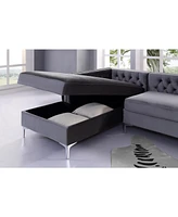 Inspired Home Olivia Velvet Button Tufted Left Facing Chaise Sectional Sofa