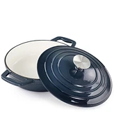 Megachef 2 Quart Round Enameled Cast Iron Braiser Pan Dark Blue