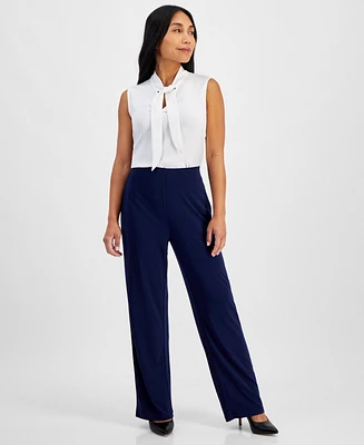 Ak Anne Klein Petite Solid Wide-Leg High-Rise Pants