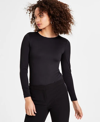 Bar Iii Women's Rhinestone-Trim Long-Sleeve Bodysuit, Created for Macy's