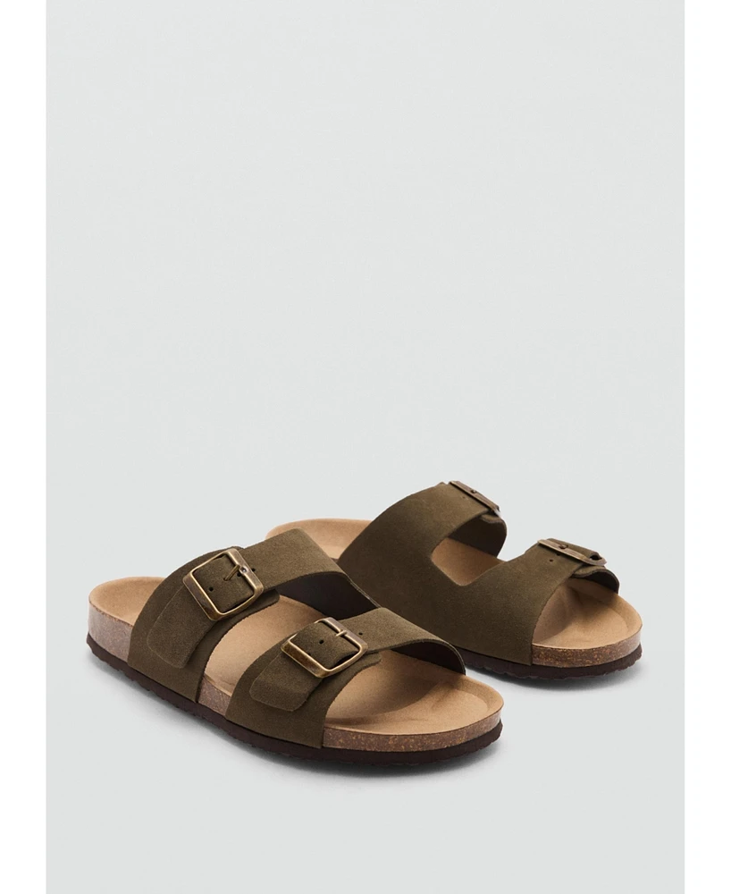 Mango Men's Buckle Detail Split Leather Sandals