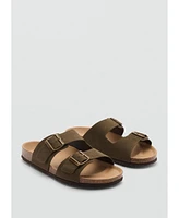 Mango Men's Buckle Detail Split Leather Sandals