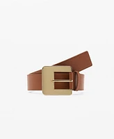 Mango Women's Maxi Buckle Leather Belt