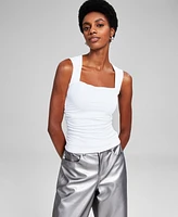 And Now This Women's Portrait-Neck Sleeveless Side-Ruched Top, Created for Macy's