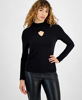 Bar Iii Women's Long-Sleeve Keyhole Knit Top, Created for Macy's