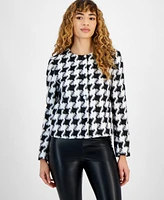 Bar Iii Women's Houndstooth Button-Front Jacket, Created for Macy's