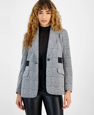 Bar Iii Women's Tweed Peak-Collar Blazer, Created for Macy's