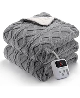 Caromio Full Tufted Sherpa Electric Heated Throw Blanket, 72" x 84"